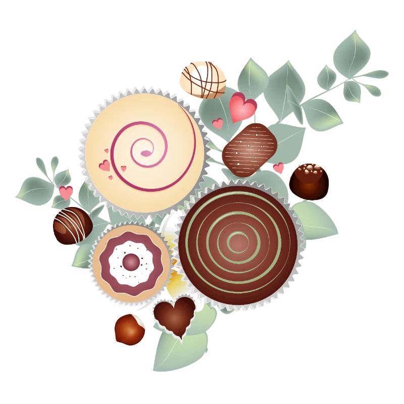 Noble praline motif between delicate foliage