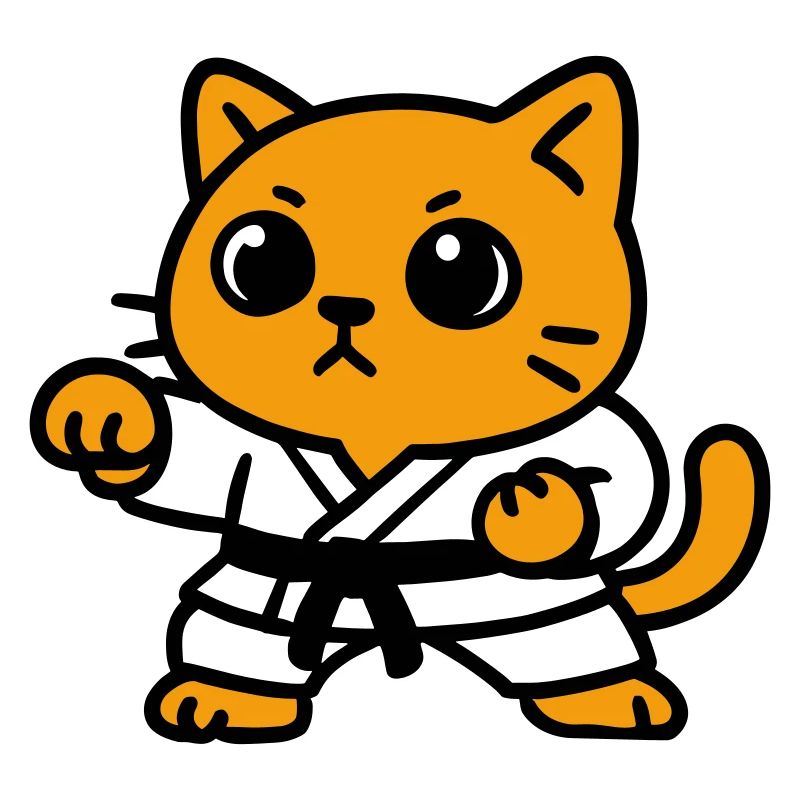 Combattant chat en costume de karaté