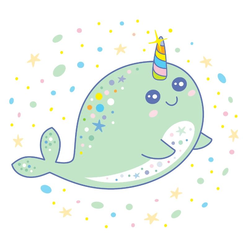 Süßer Narwal Wal Einhorn Kawaii Pastellfarben