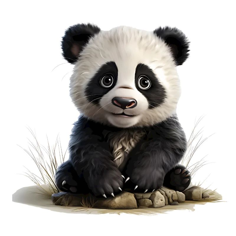 Bébé panda à la pierre