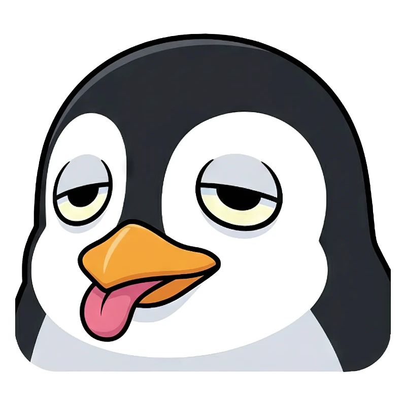 Dessin animé drôle de pingouin avec une langue agacée qui sort