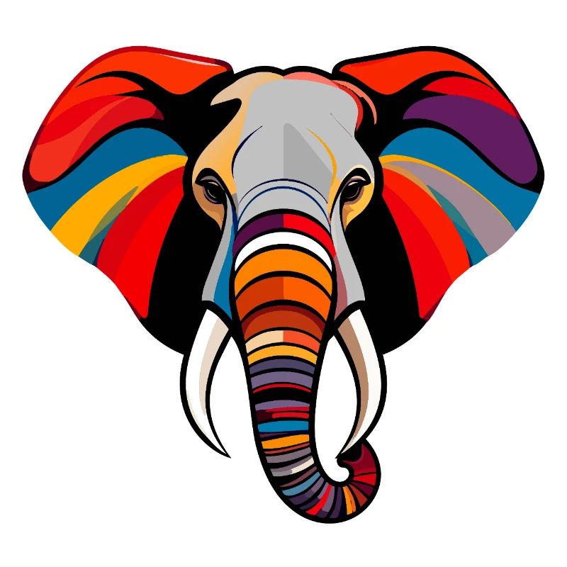 Bunter Elefantenkopf Kunst Pop Art Elefant Motiv
