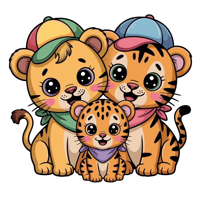 Amis Lion Tigre Léopard mignons
