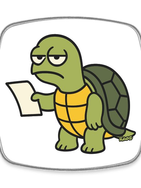 Slow turtle with paper