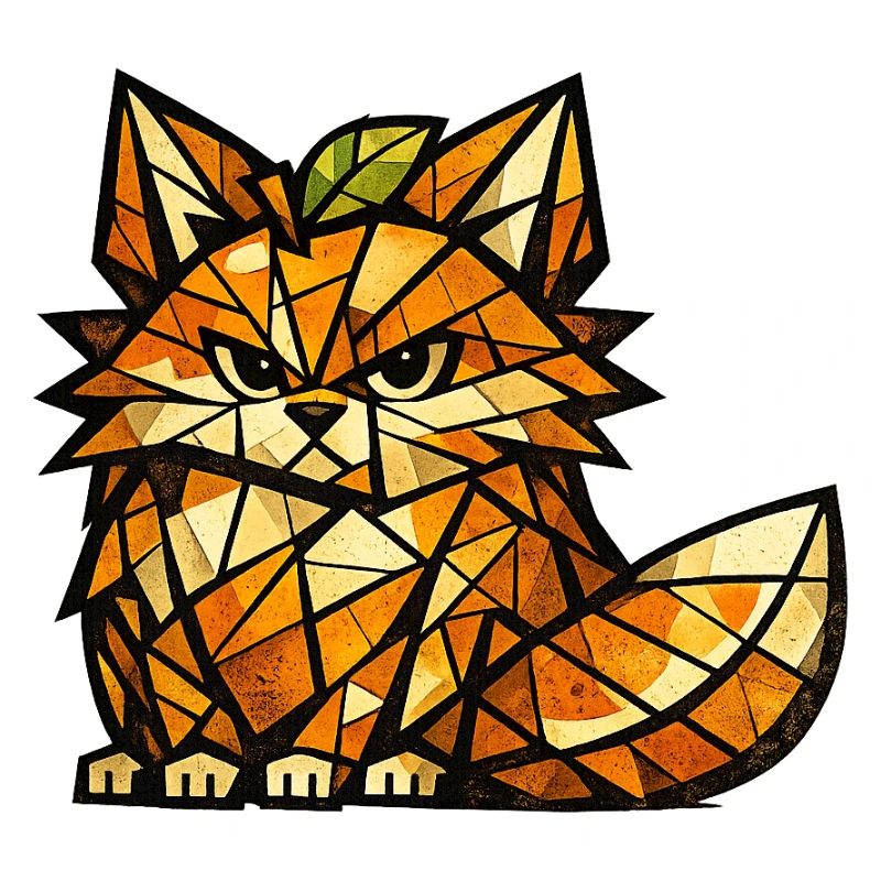 Version cubisme du Renard Orange