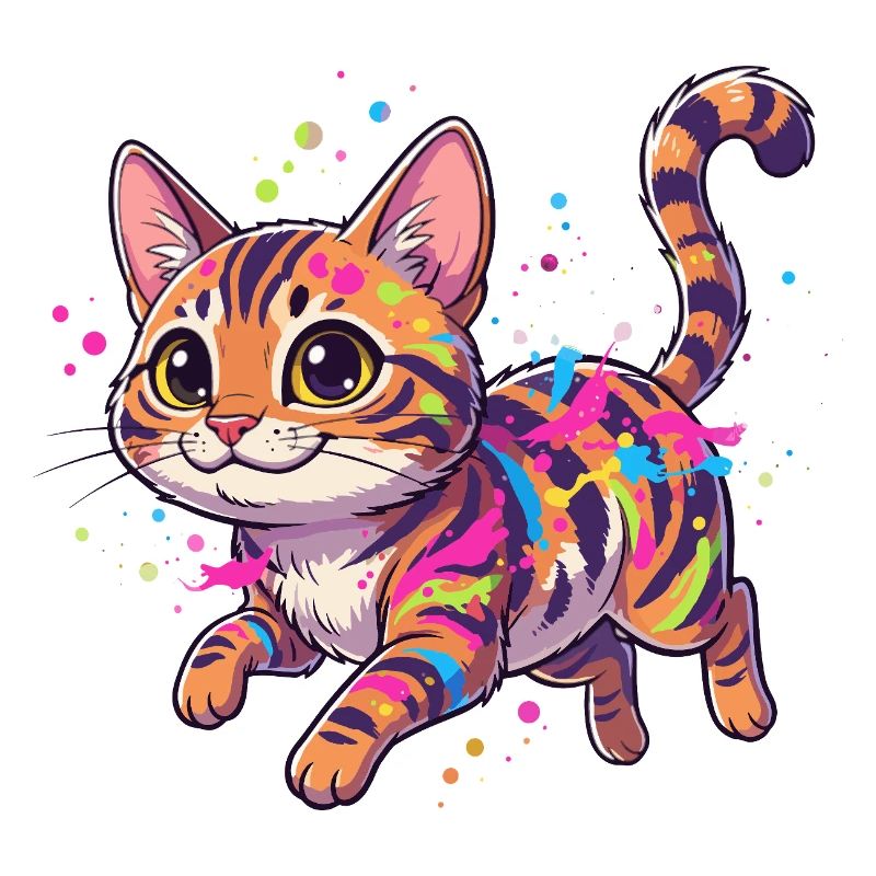 Art coloré éclaboussé de chats