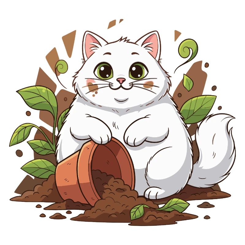Gartenkatze im Topfabenteuer