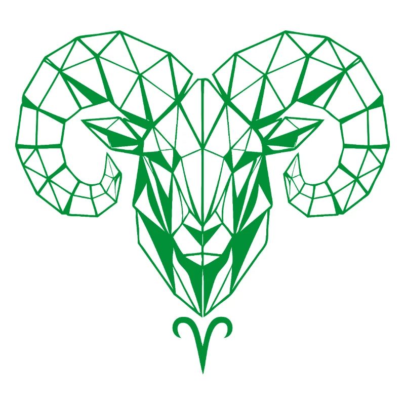 Geometric Ram Head Green