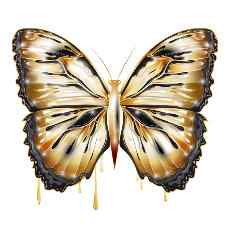 Papillon brillant doré dessiné à la main
