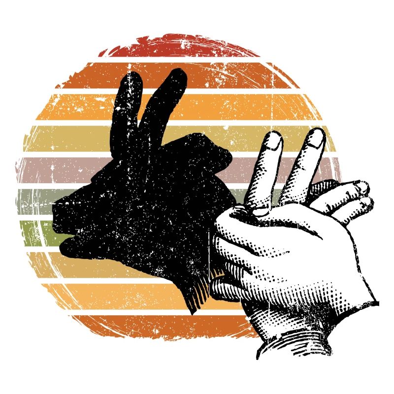 Retro Sunset Peace Sign Silhouette