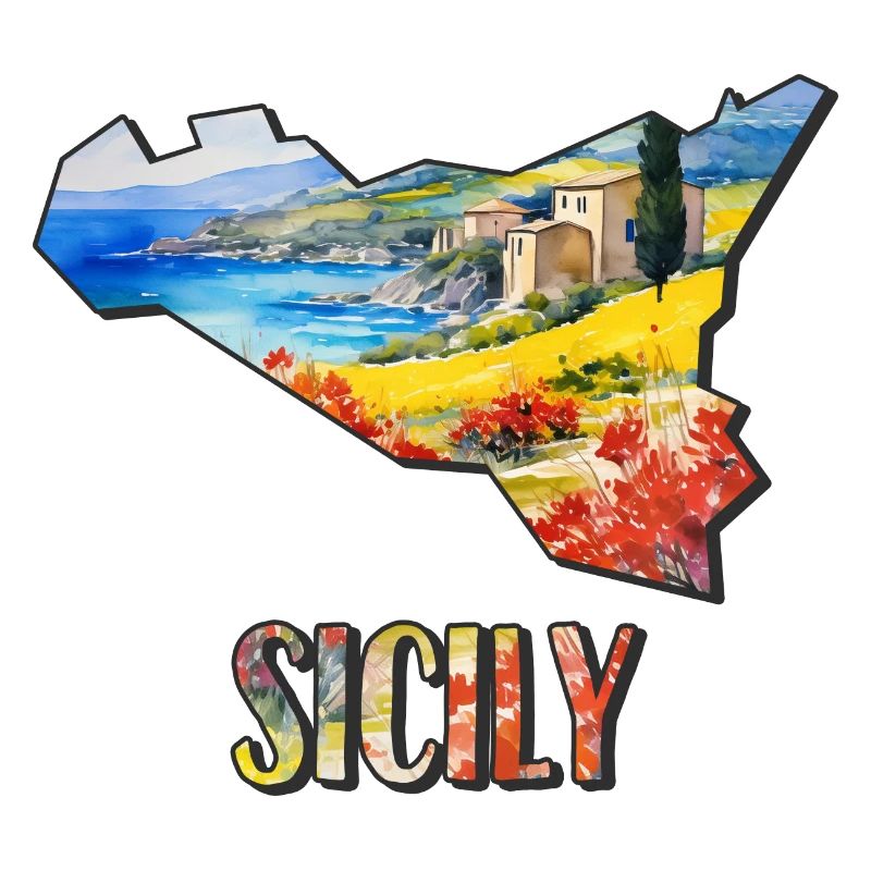Carte à l’aquarelle de la Sicile