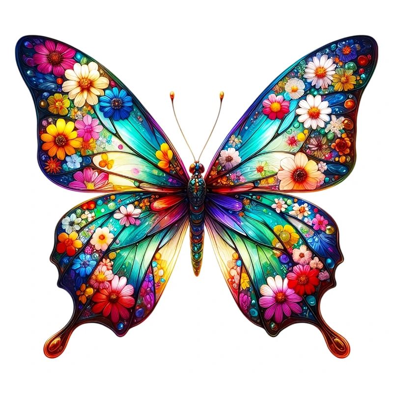 Papillon décoré de fleurs