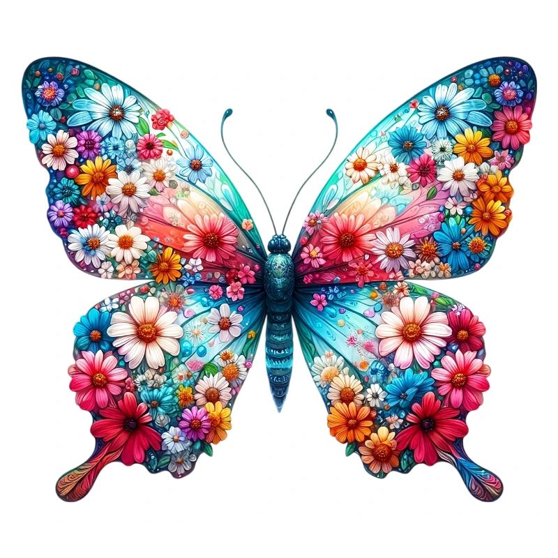 Papillon décoré de fleurs