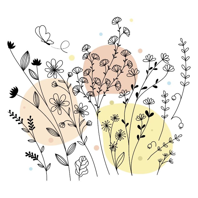 Conception délicate de l’art au trait botanique