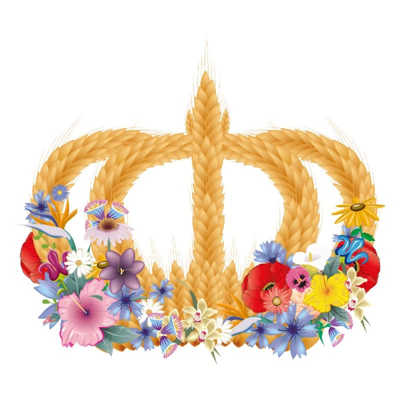 Couronne de blé avec des fleurs – symbole de la nature et de la récolte