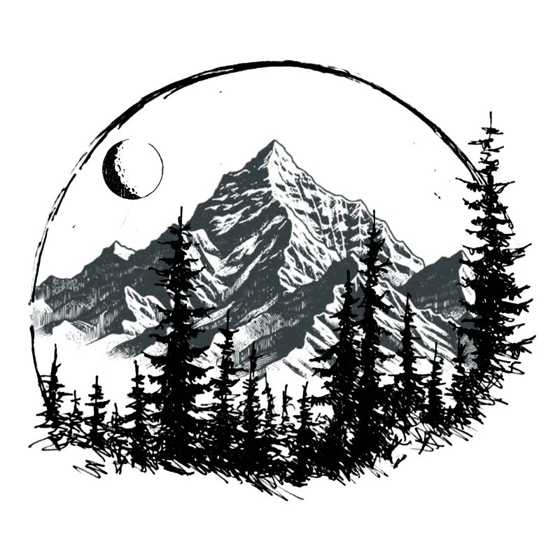 Silhouette de montagne avec pins