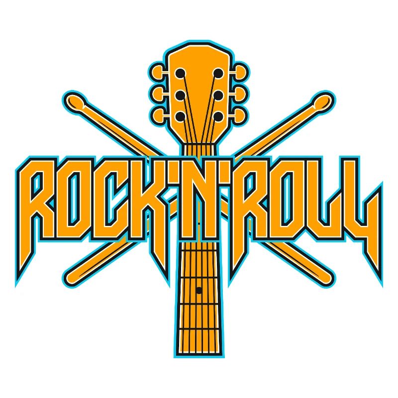 RockNRoll Guitar and Drumsticks Emblem