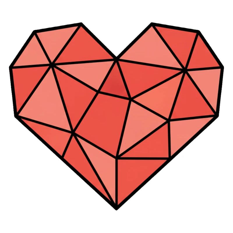 Geometric Heart Low Poly Modern Vector