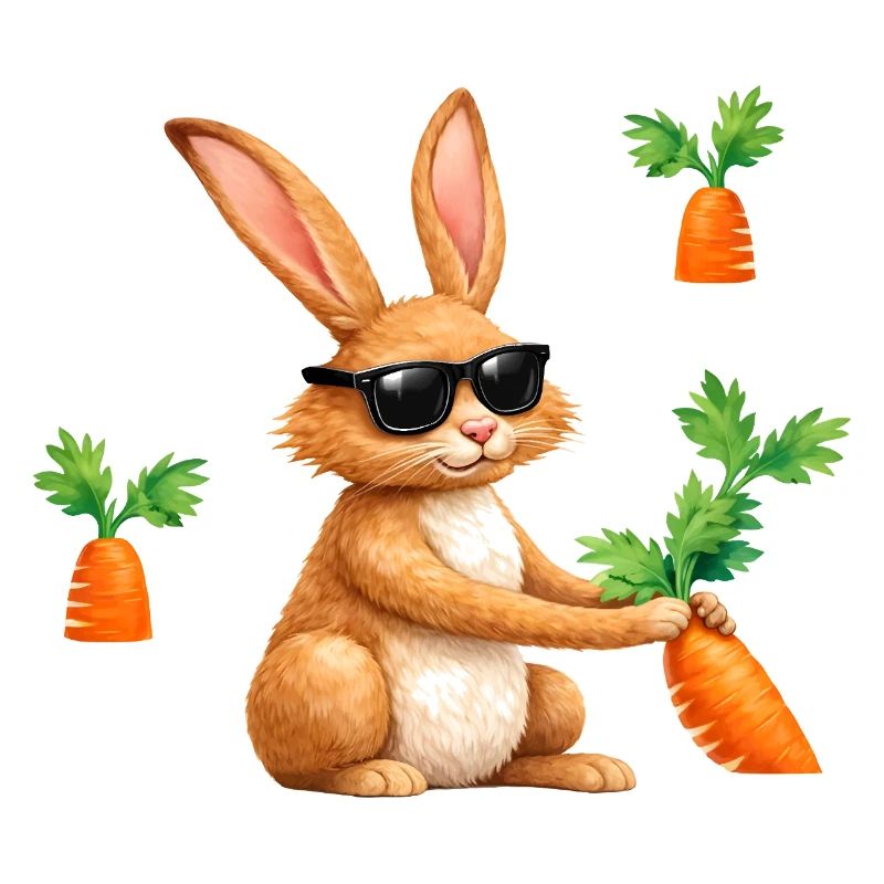 Bunny with sunglasses and carrot