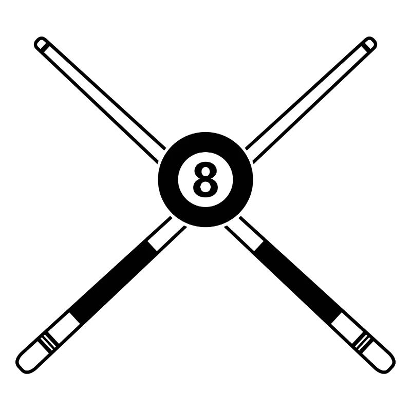 Queue de huit billes croisées avec des bâtons de billard
