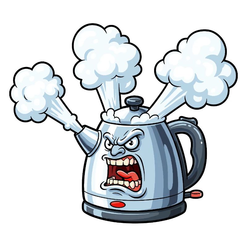 Angry Kettle Cartoon