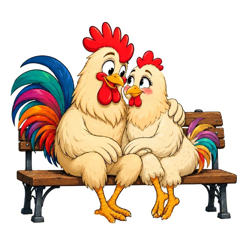 Rooster and hen