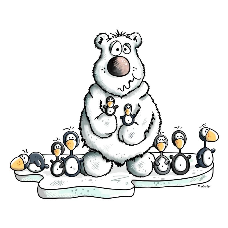 Polar Bear with Penguins