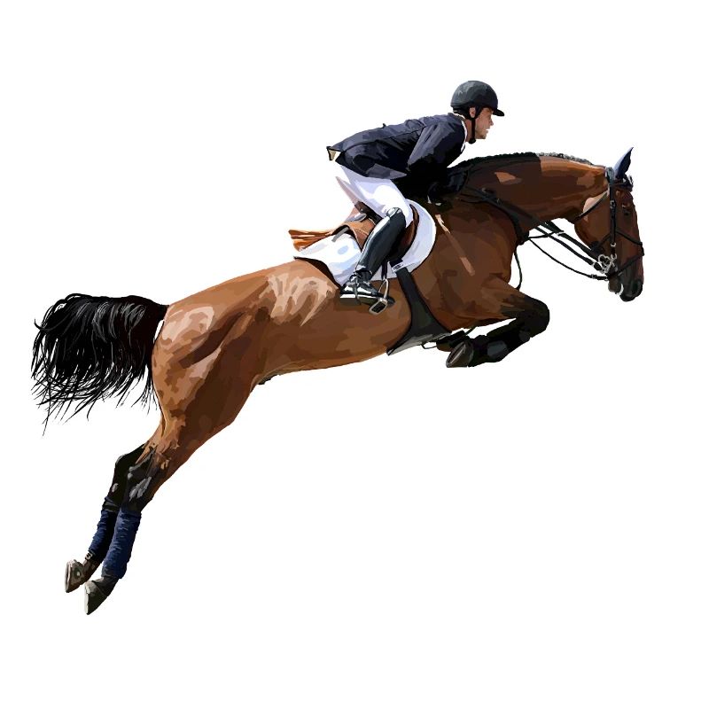 Dynamisk springrytter i galop