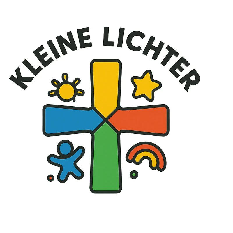 Croix colorée avec silhouette enfantine