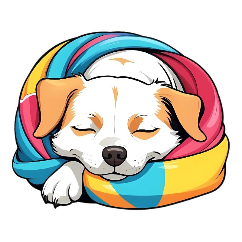 Schlummernder Welpe Regenbogen Schal