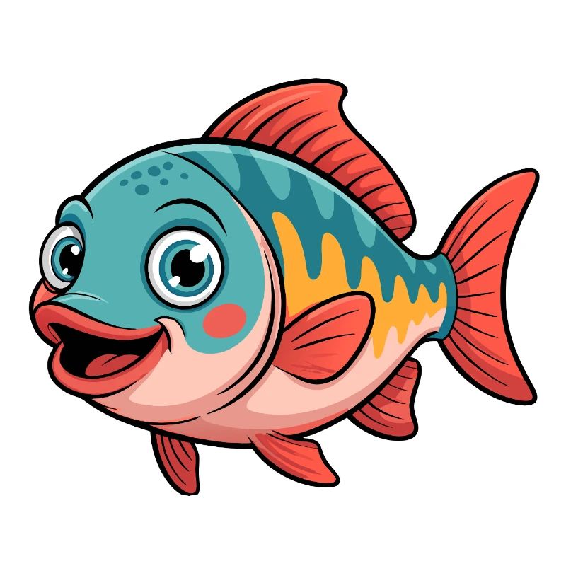 Poisson de dessin animé vif dans un design rétro