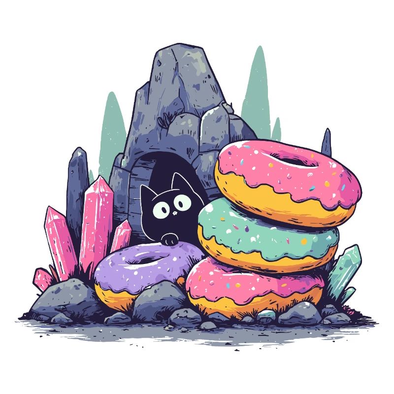 Trésor de chat dans la grotte de cristal Donut