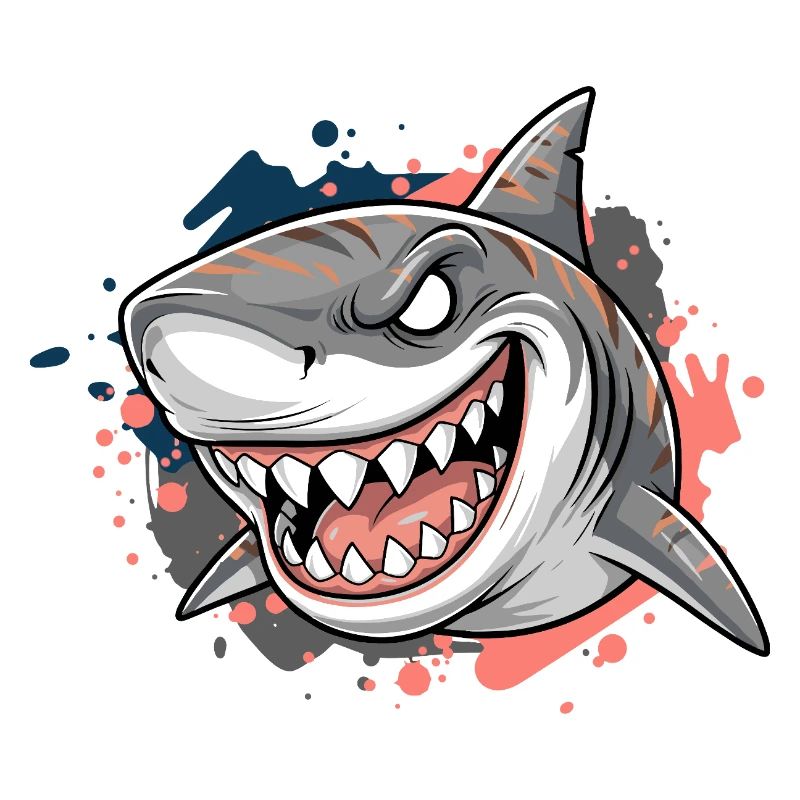 Angry Shark Graffiti Print