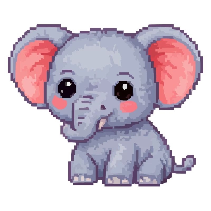 Petit Éléphant Pixel Héros Câlin