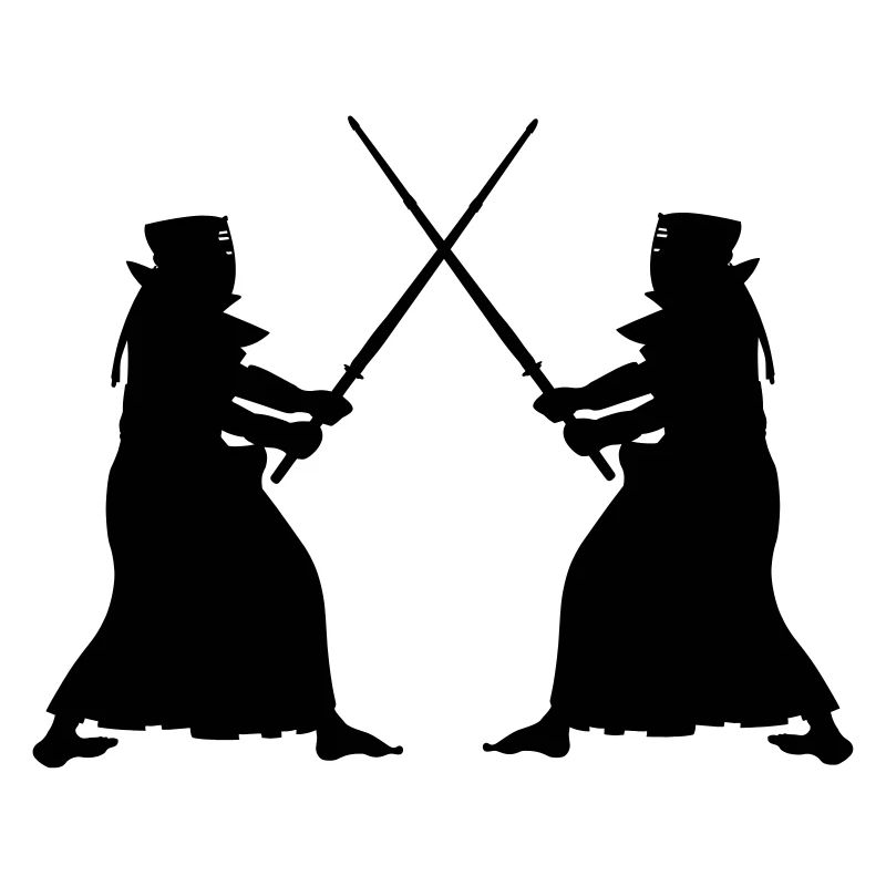 Kendo zwei Kendoka im Kampfmodus Schattenfiguren