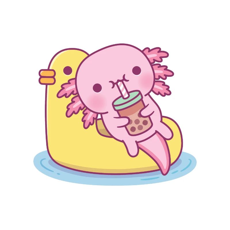 Mignon Axolotl Chilling sur Duck Pool Float