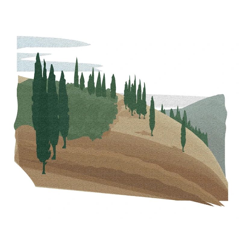 Pine forest hilly landscape with structure (modific.)