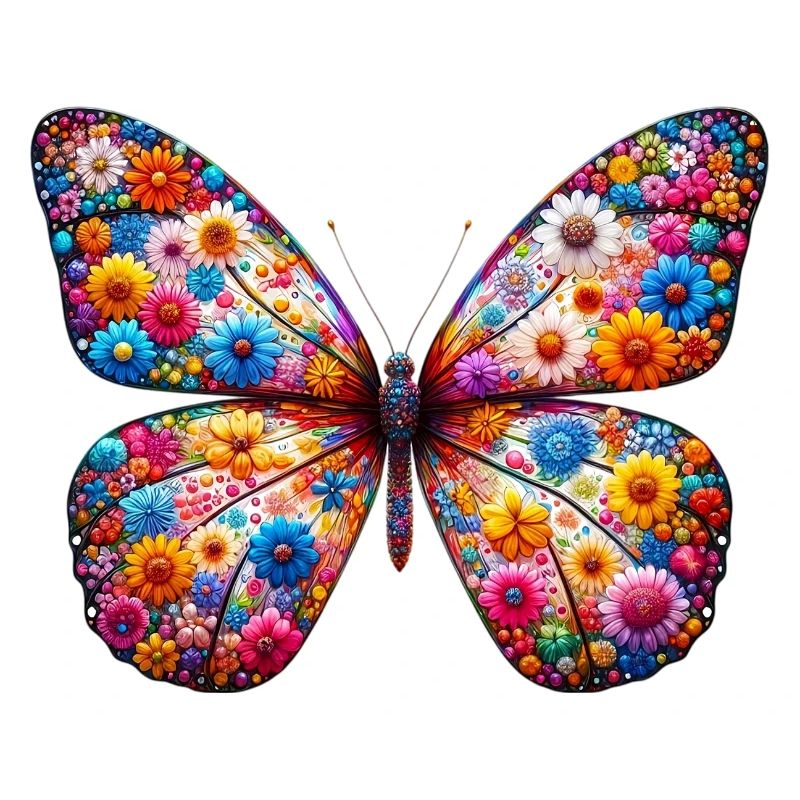 Papillon décoré de fleurs