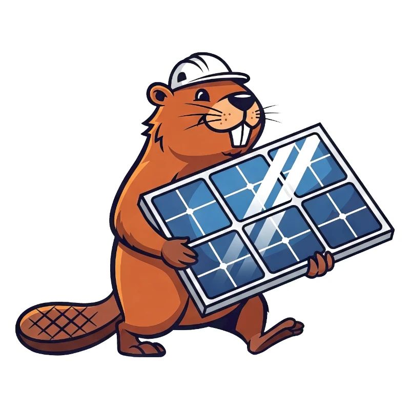 Beaver Installer Solar Panel Engineer Cartoon
