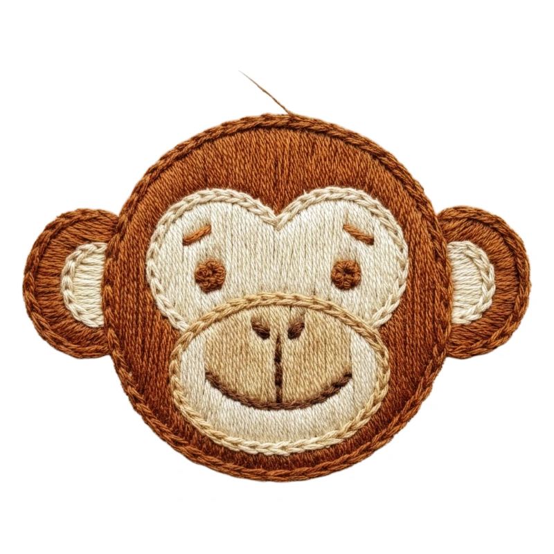 Embroidered cute monkey head playful animal(printed)