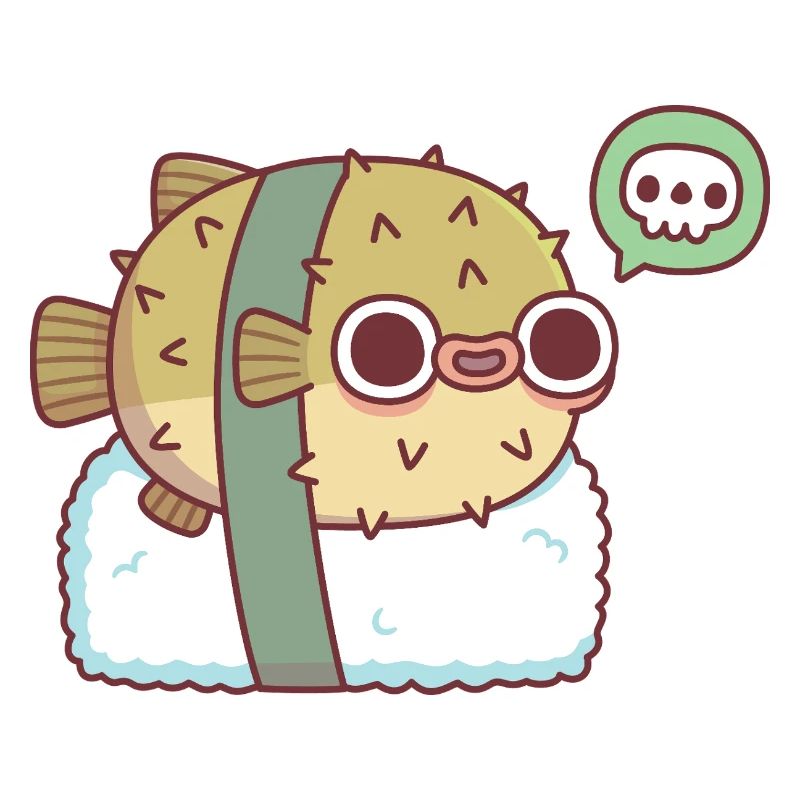 Süßes Kugelfisch-Sushi, das dir zeigt, dass es giftig ist