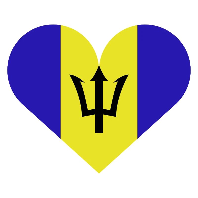 Drapeau de la Barbade avec cœur