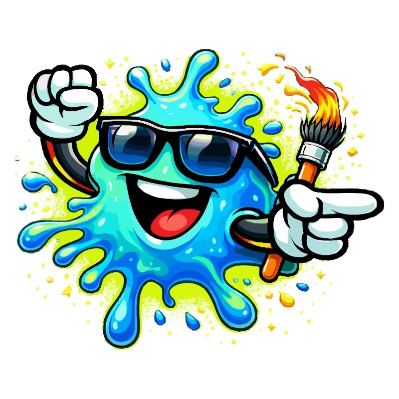 Cheerful Paint Splash with Sunglasses