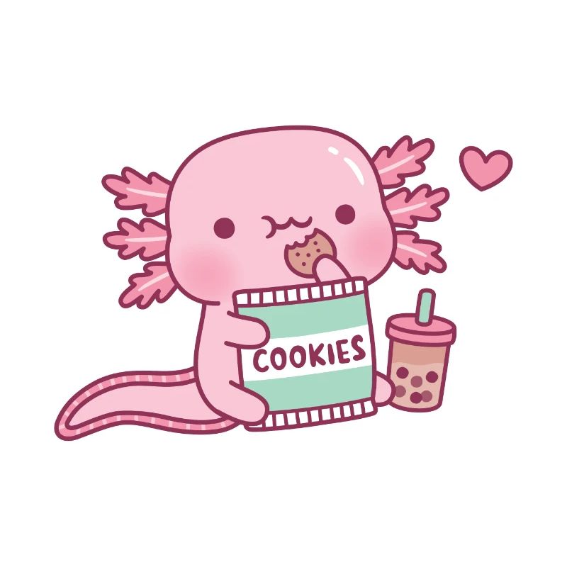 Cute Axolotl Snacking On Cookies