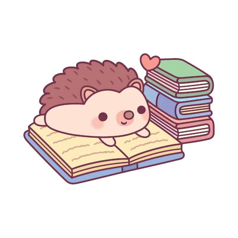 Cute Hedgehog Reading A Book