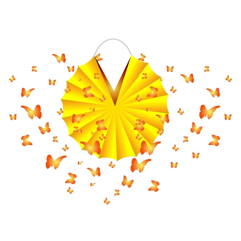 bright yellow lantern buzzing with butterflies