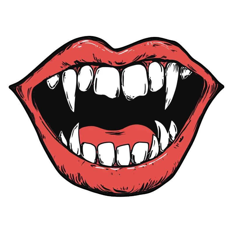 bouche de vampire, dents pointues, morsure