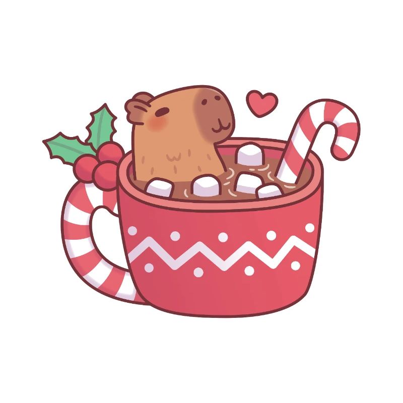 Un capybara mignon qui se détend dans un chocolat chaud avec un marshmall
