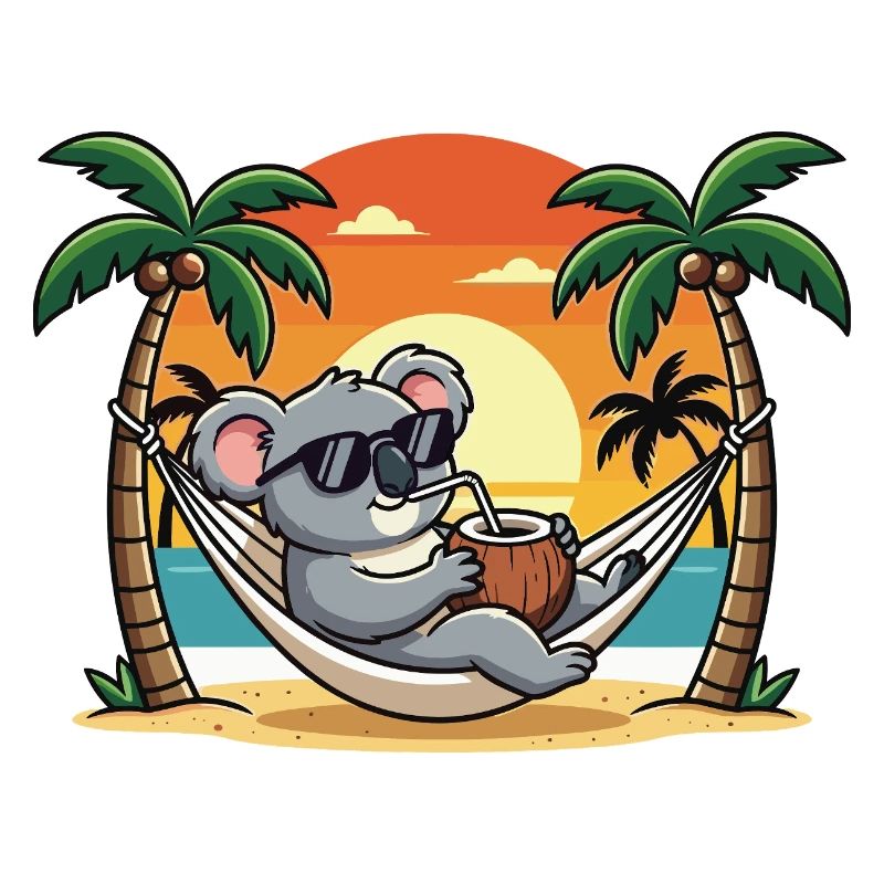 Vacances d’été drôles de koala sur hamac de plage