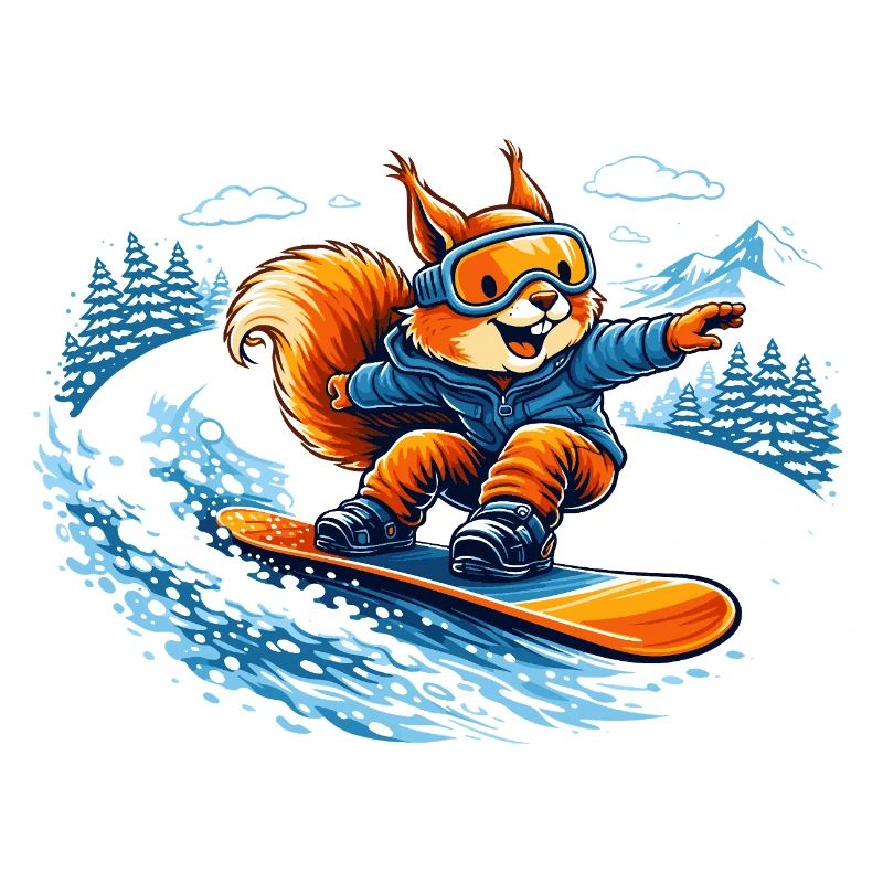 Lustiges Snowboard Eichhörnchen – Winter Fun